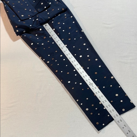 Talbots Pure Silk Polka Dot Ankle Pants Navy Gold & Silver EUC Dressy Evening - Picture 14 of 16